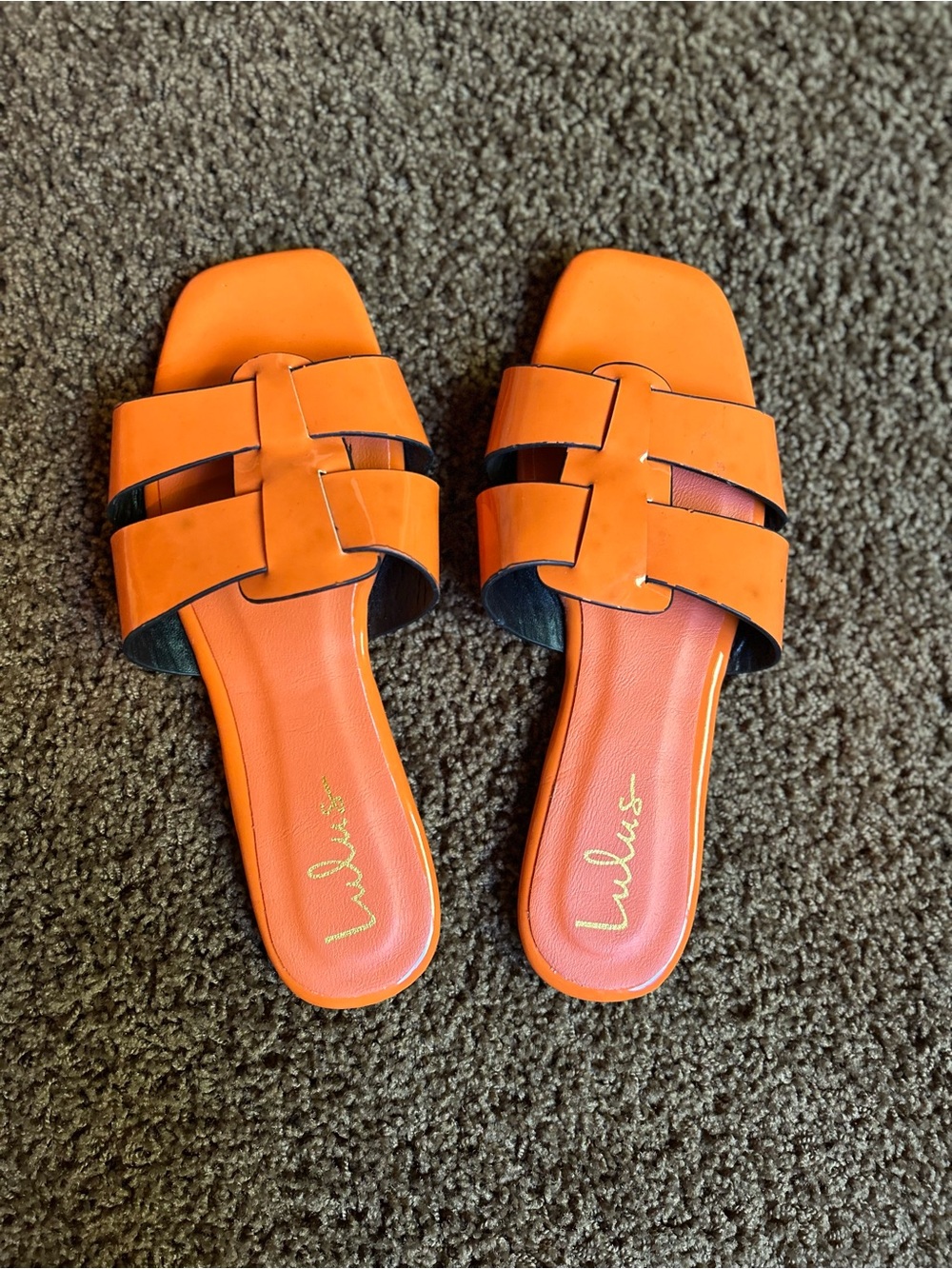 Lulu's Bright Orange Slide Sandals